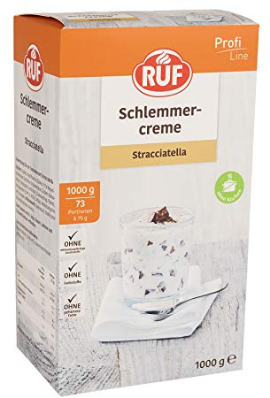 RUF Schlemmercreme Stracciatella, ohne Kochen, Großpackung Dessertpulver für eine locker fluffiges Creme-Dessert mit Raspelschokolade, glutenfrei 1x1000g