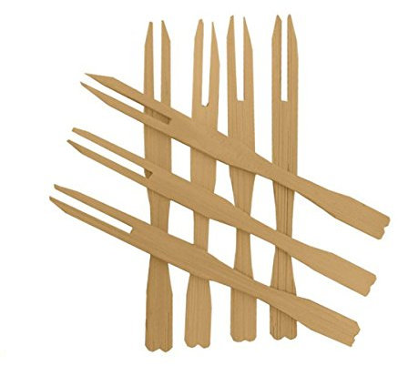 Janilec - Forchetta da buffet in bambù, 9 cm, confezione da 1000