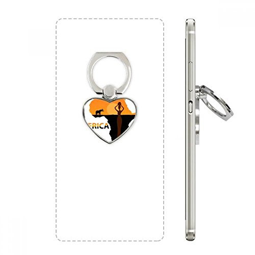 DIYthinker Africa Map Savanna Elephant Wildlife Heart Cell Phone Ring Stand Holder Bracket Universal Support Gift