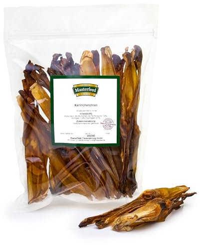 Masterfeed Kaninchenohren, Getrocknet, 100% Natürlich, Kauartikel für Hunde, 500 g