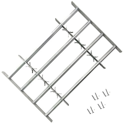 yorten Einstellbares Fenstergitter Stahl Gitter Sicherheitsgitter mit 4 Querbalken Verzinkter Stahl 600 mm für Fenster von 700-1050mm Breite