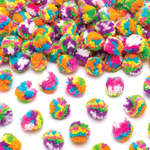 Baker Ross AT762 ullpom poms i regnbågsfärger, 80 stycken, pysseldekorationer, perfekta för vinterkonst- och hantverksprojekt för barn