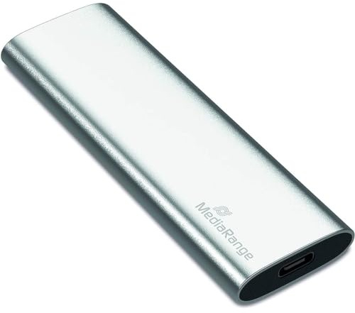 MediaRange Externe SSD USB-C 3.2 Gen 2 960GB, Aluminium Silber | mobil & kompakt | Plug & Play | für Windows & macOS