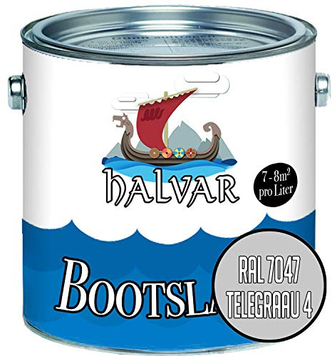 Halvar 2-K MATT Yachtlack Grau RAL 7000-7047 Bootslack für GFK/Polyester/Kunststoff 2-Komponenten Lack inkl. Härter (1 L, RAL 7047 Telegrau 4)