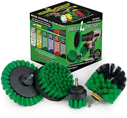 Drillbrush Green – Drill Power Kit de brosses à récurer de Cuisine – Fixation de Brosse de Nettoyage pour Four – Accessoire de Brosse à récurer pour perceuse – Brosse de Nettoyage pour poêle pour