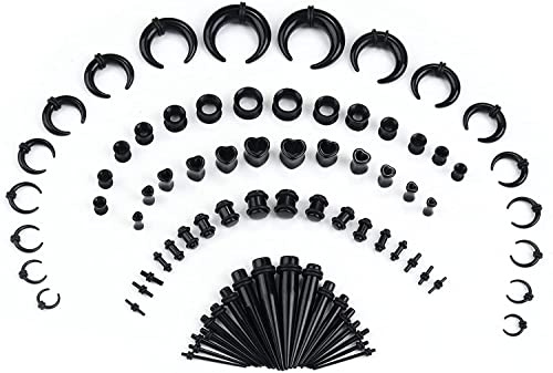 Adramata 80 Stück Ear Gauges Stretching Kit Dehnstäbe Set Tunnel Acrylic Plug Expander Tunnel Set Dehnen und Stretching Dehnungsset Piercing Ohr Set 14G-00G Ohrstrecker