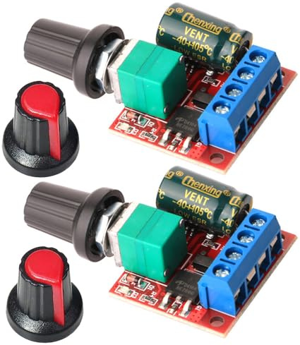 Gebildet 2Stücke PWM Motor-Drehzahlsteller, DC 5V-35V 5A Einstellbarer Reversible, DC 6V 12V 24V 35V Variabler Spannungsregler Dimmer-Regler Schalten mit Schalterfunktion und LED-Anzeige