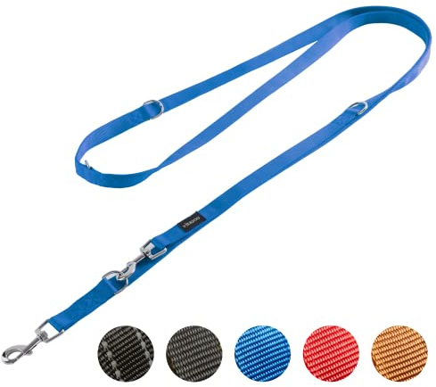 Vitazoo Guinzaglio da Addestramento per Cani Doppio - 3 metri - Lunghina da Cane in Nylon per Cane di Taglia Piccola Media e Grande - Longhina Regolabile fino a 4 Lunghezze - Blu