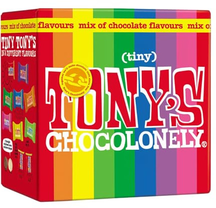 Tony's Chocolonely Tiny Tony's Gift Box - 180g Mini Chocolate Mix To Share, 8 Different Flavours, Individually Wrapped, Vegetarian, Belgian Fairtrade Chocolates