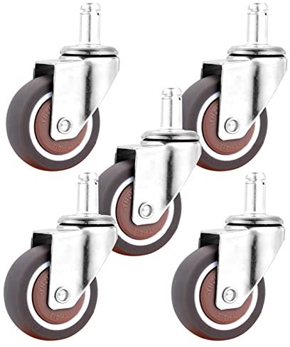 WORDFUN Hartbodenrollen 5er Set Mit Mit Gewinde/PlugIn Vorbau, Leise Gummirollen Für Bürostuhl, Schwenkbare Rollen - 360 Grad Drehbar - Bewegen Sie Sich Ohne Kratzer, Tragkraft 120 Kg