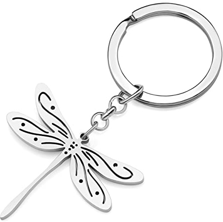 RAIDIN Porte-clés insecte libellule mignon en acier inoxydable Cadeaux pour femmes filles voiture clés de sac à main