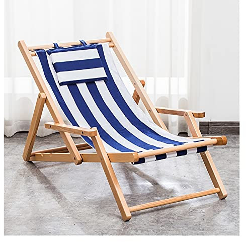 Garten-Klappstuhl für den Außenbereich, klappbarer Sling-Stuhl aus Bambus-Leinwand, Camping-Relax-Garten-Pool-Strand-Lounge im Freien, Liegestuhl aus Holz, Gartenliege mit Armlehnen Good