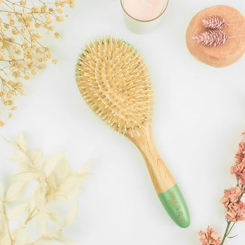 Feel Natural – Cepillo de pelo desenredante de bambú natural – Mango ergonómico – Forma clásica – Idea de regalo para mujer