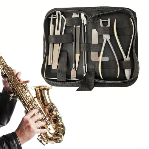 Saxophon-Reparatur-Werkzeug-Set, Edelstahl, perfekt für Saxophon, Klarinette und andere Holzblasinstrumente, langlebig und zuverlässig, 12 Stück