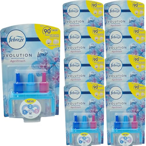Febreze 3Volution Aprilfrisch Nachfüllflakon 9 x 20ml - bis zu 90 Tage - Bekämpft Gerüche und erfrischt