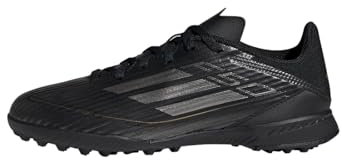 adidas F50 League Football Boots Turf Fußballschuhe, Core Black/Iron Metallic/Gold, 34 EU