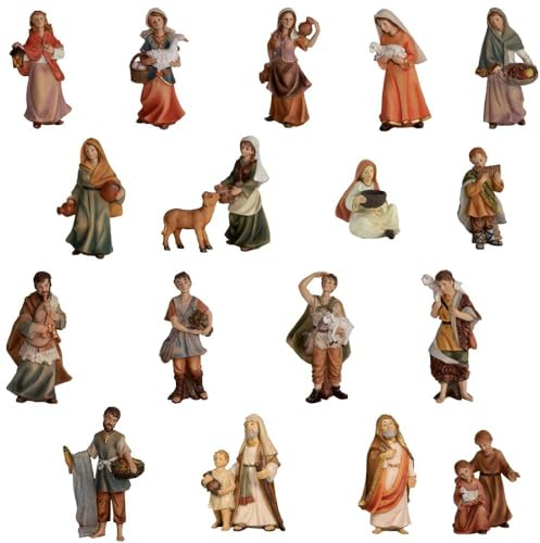 FADEDA 18 x Markus-krubbfigurer, ytterligare figurer/höjd: 26 cm/handmålad/detaljerade krubbfigurer – julbord, dekoration, krubbtillbehör