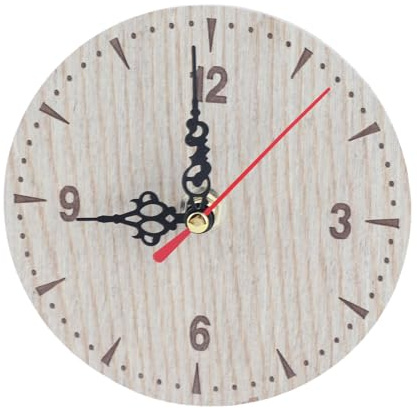 Akozon Horloge Analogique Murale de Table Ronde en Bois Vintage, pour Salon, Chambre à Coucher, Bureau, Petites Horloges Murales pour (Diamètre 12cm/4.7in)
