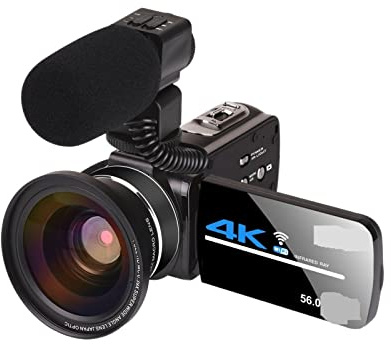 Videocamera Videocamera 4K Videocamera Videocamera digitale Vlog Zoom Videocamera touch screen da 3,0 pollici Visione notturna Fotocamera WiFi Fotocamere digitali Fotocamera digitale per vlogging ( Co
