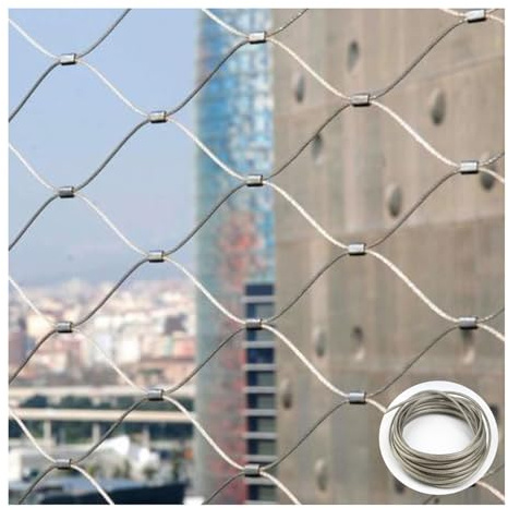 JUCCJUXIN Filet De Corde en Acier Inoxydable,Filet De Protection Antivol Et Antichute,Filet De Protection Universel,DiamèTre 1.5mm。pour Garde-Corps，Personnalisable (Size : L0.7xW5m/L2.29xW16.40ft)