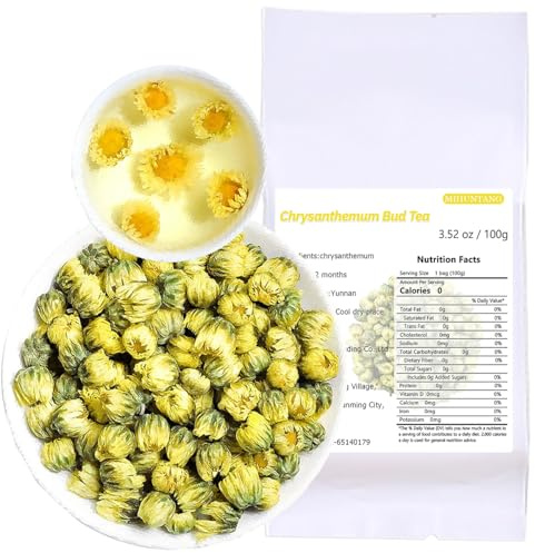 Chrysantheme Tee 100g Tai Ju Knospenblüte mit losem Blatt Tee | Enthält nur ganze Chrysanthemenblüten, die zu jeder Tageszeit koffeinfrei genossen werden Mit Zitronen, Goji, Rosentee