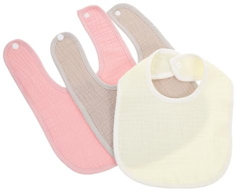 TOYANDONA 3stücke Baumwolllätzchen Für Junge Mädchen Drooling Lätzchen Mit Druckknopfverschluss Saugfähiges Lätzchen Zum Essen Und Füttern Verschiedenen Farben Für Neugeborene Und Kleinkinde
