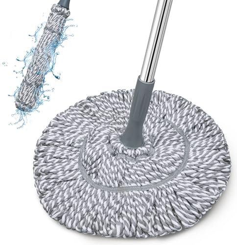 Trapeador giratorio autoescurridor para limpieza de pisos, mopa de microfibra de mango largo con almohadilla superior para cocina, madera dura, restaurante, baño, garajes, almacenes, oficina, 64