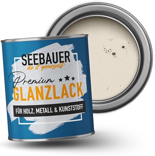 SEEBAUER diy Glanzlack Beige 375ml für Innen & Außen (No. 005 Orchid Dream) Möbelfarbe ohne Schleifen - Hybrid-Lack für Holz, Metall & Kunststoff - Holzlack, Möbellack hohe Deckkraft