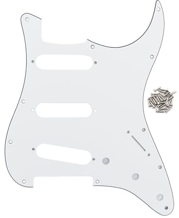 FLEOR 11 Holes ST Style Pickguard SSS Guitar Pickguard Pick Guard Scratchplate with Screws Set,3Ply White