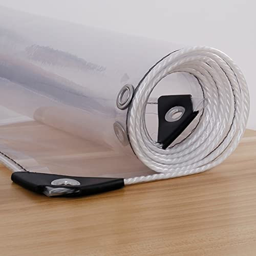 Transparenter PVC-Planen-Vorhang mit Ösen, 0,3 mm dicker Kunststoff, für Outdoor, Camping, Dach, Terrasse, Pavillon, Pergola, 2,4 m x 3 m, wetterfeste Abdeckung für den Schutz im Freien