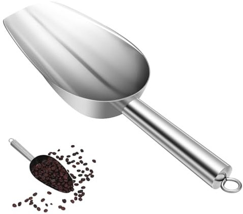 NAMOARLY Stainless Steel Ice Scoop 21.7x6.8cm Thickened Kitchen Scoop Tool Reusable Food and Grain Scooper for Freezer, Candy, Flour, and Dried Food Serving