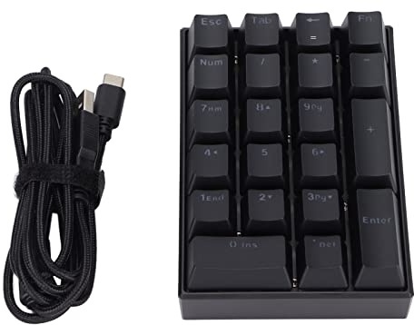 XUMIUZIY Mechanische Numerische Tastatur, 21 Tasten USB Wired Numericastey mit LED -Hintergrundbeleuchtung, Tastatur für den Laptop -Desktop -Computer (Rotschalter)