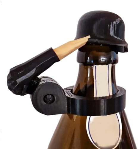 Bierhelm, Bierflaschen Helm, Lustiger Salute-Soldaten-Bierhelm 8x4x5.3cm, Soldat Salut Bierflasche Helm, Soldier Salute Bierflaschenhelm, Wiederverwendbar, Bierflaschenhelm mit Soldatengruß (Schwarz)