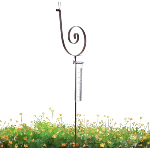 Regenmesser aus Metall - Gartenstecker Rostfrei | Deko für Balkon, Terrasse, Rasen | Präziser Regenmesser in Schneckenform