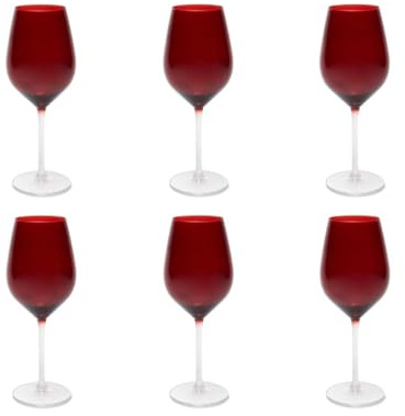 Excelsa Juego de 6 copas de vino de cristal rojo, 50 cl