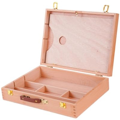 Gitohoni Künstler Aufbewahrungsbox Vielseitiger Materialkoffer Holzkasten Und Malkoffer Zur Pinselaufbewahrung mit Flexiblen Trennwänden Zur Organisation von, L
