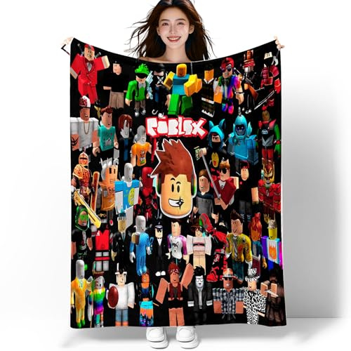 PQKL-party Manta Roblx Regalo Cumpleaños Roblx Manta De Franela Suave130*150cm,para Sofá, Oficina, Coche, Camping, Viajes, Decoración del Hogar