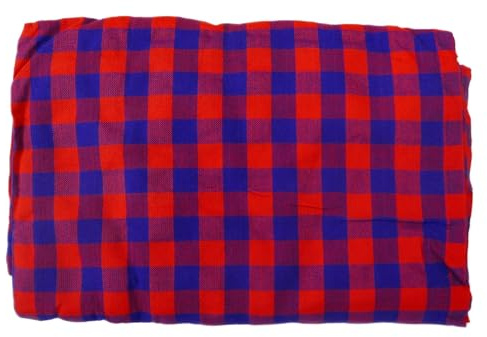 Afrikanische Maasai Shuka-Decke // 150 x 200 cm // Traditioneller afrikanischer Stil // Überwurf, Wickeltuch, Strand, Picknickdecke, Wandbehang // Acryl // 4 verschiedene rote Designs (rot & blau