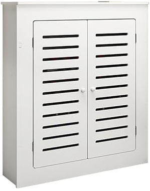 Genérico Estante Moderno para Cubrir radiador con 2 Puertas - Mueble Decorativo para salón, fácil Montaje, diseño de Listones Verticales (60 x 90 x 15 cm/24 x 35 x 6 Pulgadas)