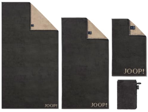 Joop! Handtücher Classic Doubleface 1720 73 Schiefer Einfarbig Unifarben Frottee Logo Weich Zeitlos Schlicht invertiert, Größe:Waschhandschuh 16x22 cm