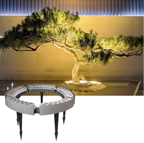 CYHTYM Anneau lumineux Lampe circulaire d'extérieur pour arbre et palmier, projecteur paysager DC24V 12W, éclairage sans fil extensible et emboîtable(Warm Light Lamp,5 SETS)