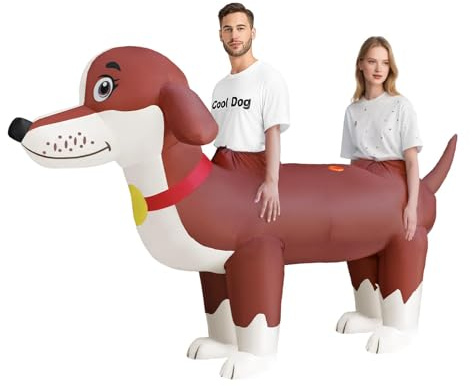 Candyhouse Disfraz de perro salchicha inflable para adultos, 2,55 m, disfraz de pareja inflable, divertido disfraz para adultos, disfraz de carnaval, cosplay