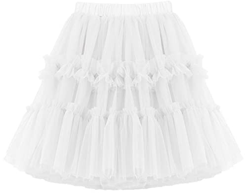 Jupe en tulle pour enfant fille - Tutu - Princesse - Mini jupe de ballet - Jupe de danse - Costume de carnaval - Robe de fête, Blanc., 7-8 ans