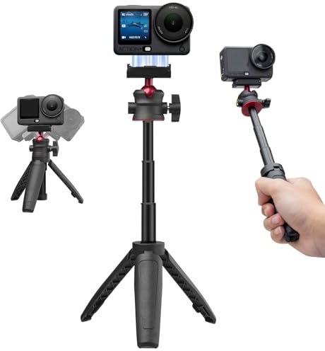 GuileKeys Selfie Stick Trípode para DJI Osmo Nano/Action 6, monopod extensible de 26,9 cm, cierre rápido magnético, palo selfie con cabeza de bola de 360°, soporte de vlogging/accesorios