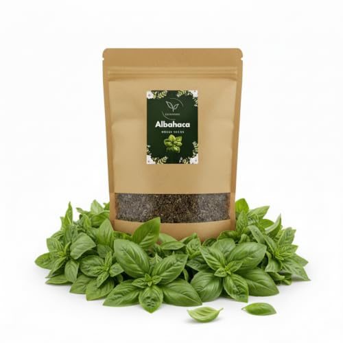 La Herbera | Albahaca Ocimum basilicum hoja triturada, Alhábega, Basílico | para infusión y cocina | hierba seca a granel | envasado en España, Dried Basil Leaves