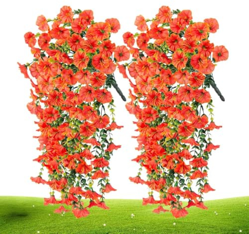 Artificiella petunia blommor för utomhusbruk 2 Stycken Faux Blommor
