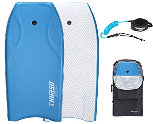 THURSO SURF 102 cm kroppsbrädor för strand, pool, lätt PE Core IXPE däck HDPE botten FRP strängar, högpresterande kroppstavla med dubbelt svängbart surf koppel och bodyboard-väskbelysning