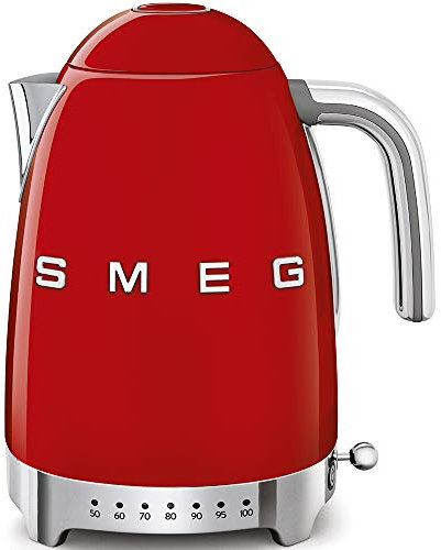 Smeg KLF04RDUK Jug Kettle, LED Display, 7 Temperature Settings, Acoustic Alarm, 3KW, 1.7L, Red
