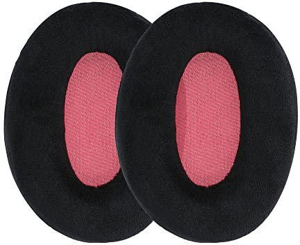 kwmobile Almohadillas Compatible con Kingston HyperX Cloud II Gaming - Set de Terciopelo para Cascos en Rojo/Negro