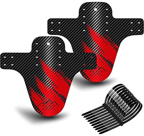 NICEDACK Guardabarros MTB, Guardabarros Bicicleta Montaña, MTB Mudguard Delantero y Trasero Compatible se Adapta a 26 650B 27,5 29 Pulgadas de Bici y Bicicleta Fat Mud Guard (Rojo)